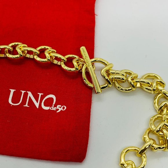 UNO de 50 GAMEOF3 NECKLACE large round anc triangular-shaped Glow Gold Necklace - Picture 2 of 7